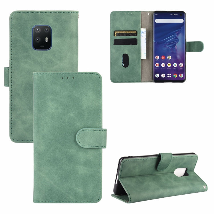 For Fujitsu Arrows 5G (F-51A) Solid Color Skin Feel Magnetic Buckle Horizontal Flip Calf Texture PU Leather Case with Holder & Card Slots & Wallet