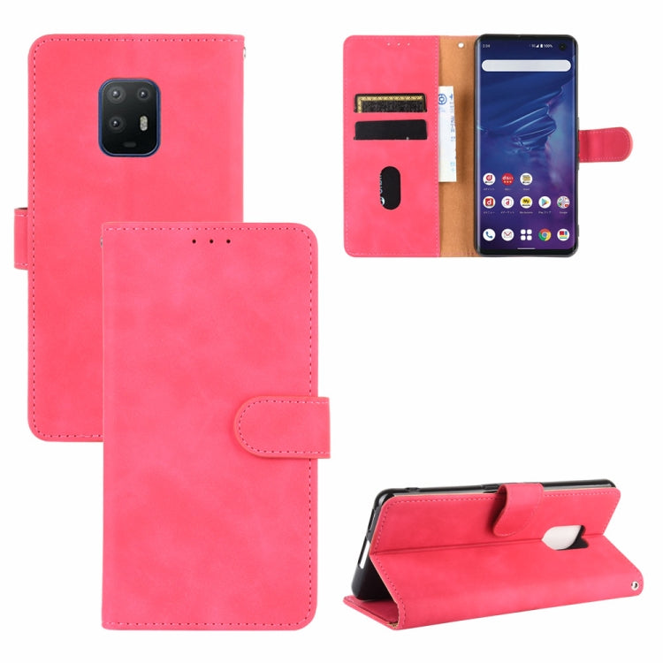 For Fujitsu Arrows 5G (F-51A) Solid Color Skin Feel Magnetic Buckle Horizontal Flip Calf Texture PU Leather Case with Holder & Card Slots & Wallet
