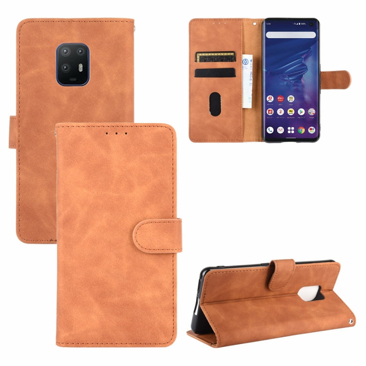 For Fujitsu Arrows 5G (F-51A) Solid Color Skin Feel Magnetic Buckle Horizontal Flip Calf Texture PU Leather Case with Holder & Card Slots & Wallet
