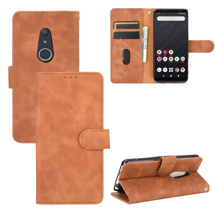 For Fujitsu Arrows Be4 (F-41A) Solid Color Skin Feel Magnetic Buckle Horizontal Flip Calf Texture PU Leather Case with Holder & Card Slots & Wallet