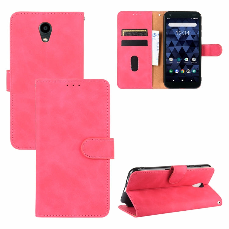 For Kyocera DIGNO BX Solid Color Skin Feel Magnetic Buckle Horizontal Flip Calf Texture PU Leather Case with Holder & Card Slots & Wallet