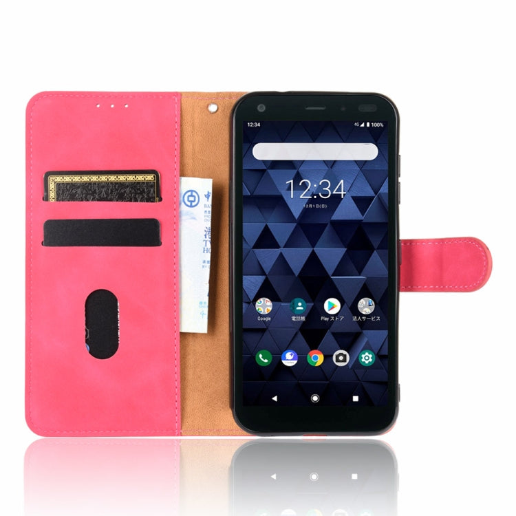 For Kyocera DIGNO BX Solid Color Skin Feel Magnetic Buckle Horizontal Flip Calf Texture PU Leather Case with Holder & Card Slots & Wallet