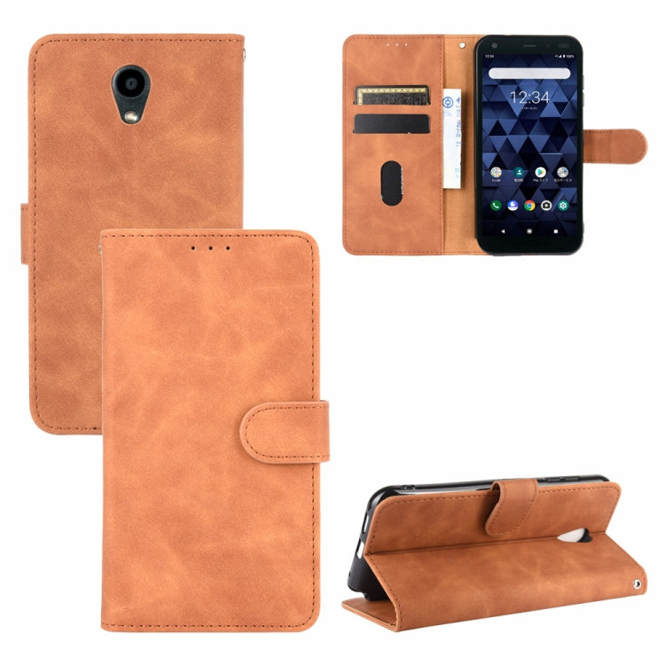 For Kyocera DIGNO BX Solid Color Skin Feel Magnetic Buckle Horizontal Flip Calf Texture PU Leather Case with Holder & Card Slots & Wallet