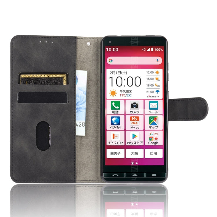 For Kyocera Kantan Sumaho 2 (A001KC) Solid Color Skin Feel Magnetic Buckle Horizontal Flip Calf Texture PU Leather Case with Holder & Card Slots & Wallet