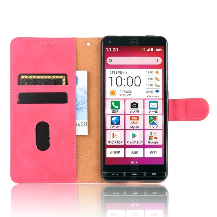 For Kyocera Kantan Sumaho 2 (A001KC) Solid Color Skin Feel Magnetic Buckle Horizontal Flip Calf Texture PU Leather Case with Holder & Card Slots & Wallet