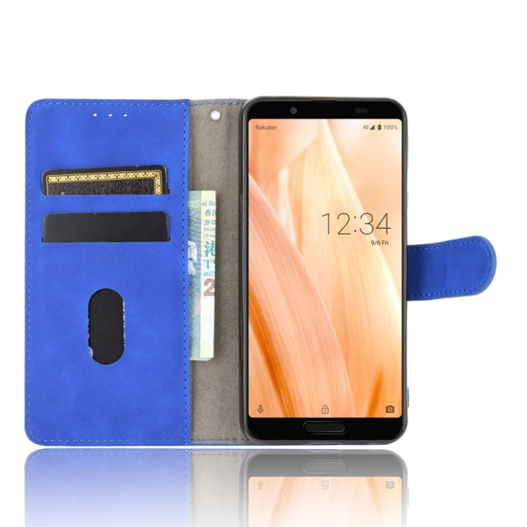 For Sharp Aquos Sense3 Lite SH-RM12 Solid Color Skin Feel Magnetic Buckle Horizontal Flip Calf Texture PU Leather Case with Holder & Card Slots & Wallet