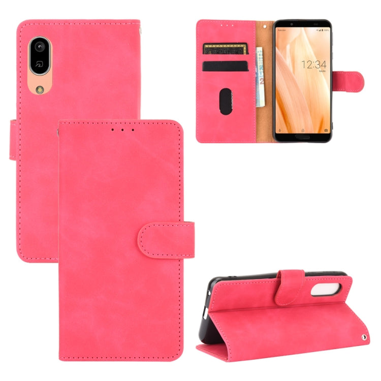 For Sharp Aquos Sense3 Lite SH-RM12 Solid Color Skin Feel Magnetic Buckle Horizontal Flip Calf Texture PU Leather Case with Holder & Card Slots & Wallet