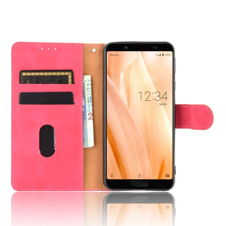 For Sharp Aquos Sense3 Lite SH-RM12 Solid Color Skin Feel Magnetic Buckle Horizontal Flip Calf Texture PU Leather Case with Holder & Card Slots & Wallet