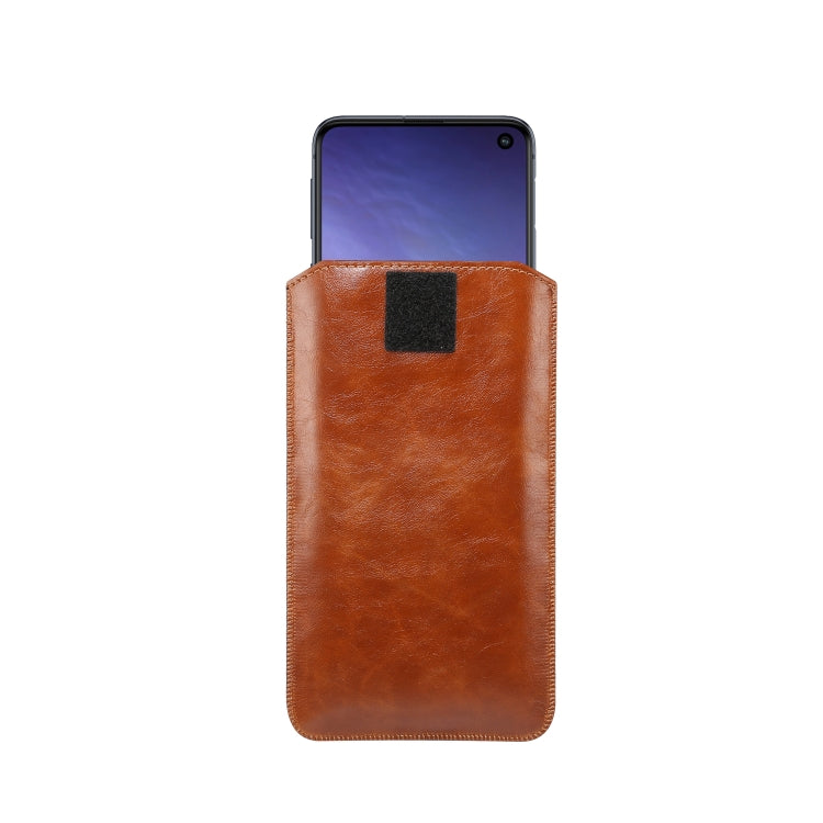 Ultra-thin Simple Drawstring Horizontal Plate Hanging Waist Phone Waist Pack Leather Case, Suitable for 4.7-5.2 inch Smartphones