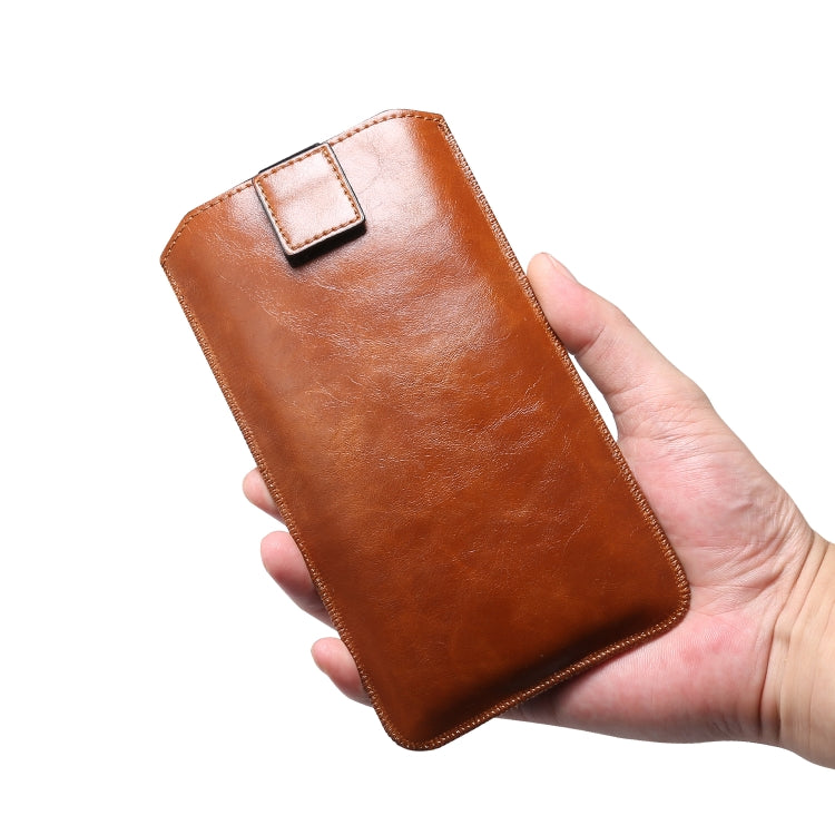 Ultra-thin Simple Drawstring Horizontal Plate Hanging Waist Phone Waist Pack Leather Case, Suitable for 4.7-5.2 inch Smartphones