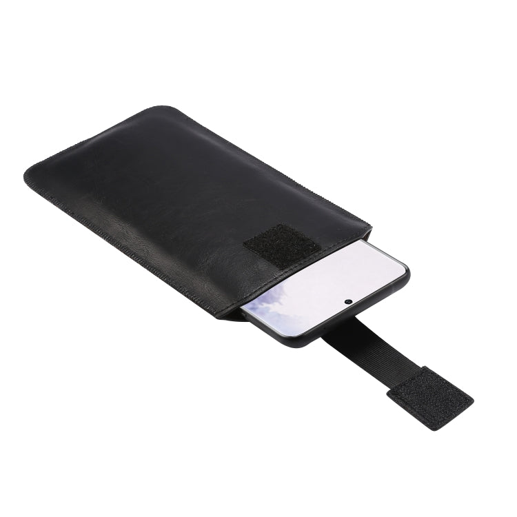 Ultra-thin Simple Drawstring Horizontal Plate Hanging Waist Phone Waist Pack Leather Case, Suitable for 5.5-6.5 inch Smartphones