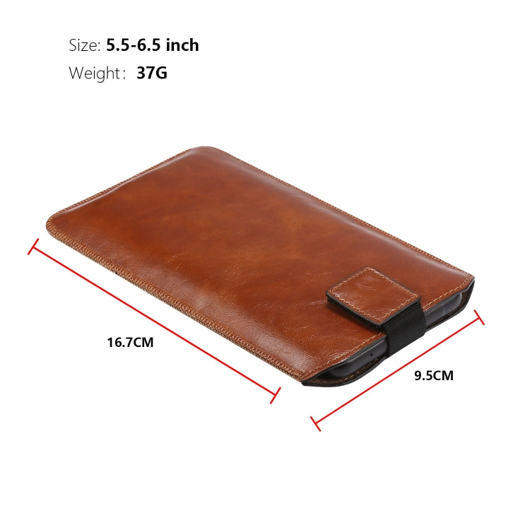 Ultra-thin Simple Drawstring Horizontal Plate Hanging Waist Phone Waist Pack Leather Case, Suitable for 5.5-6.5 inch Smartphones