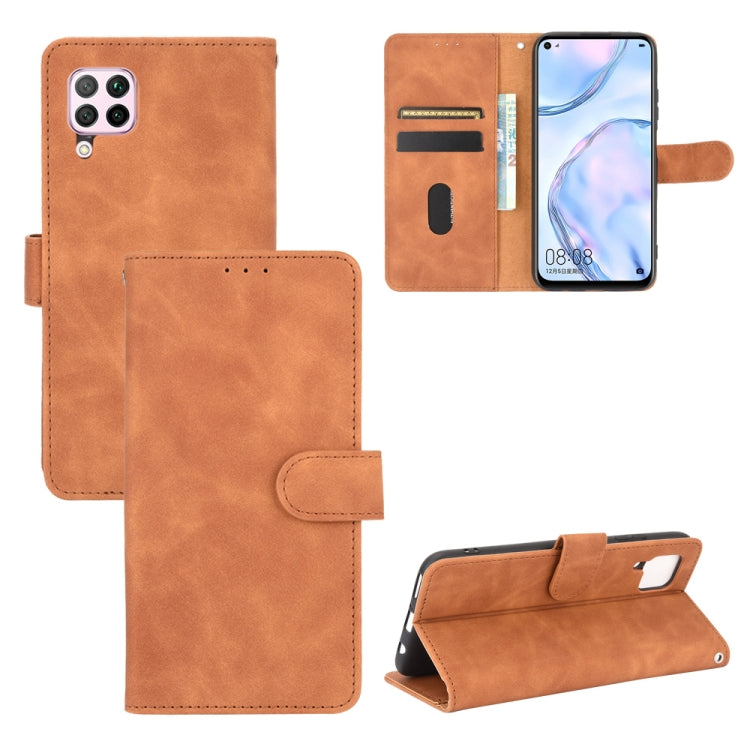 For Huawei nova 6 SE / P40 Lite Solid Color Skin Feel Magnetic Buckle Horizontal Flip Calf Texture PU Leather Case with Holder & Card Slots & Wallet