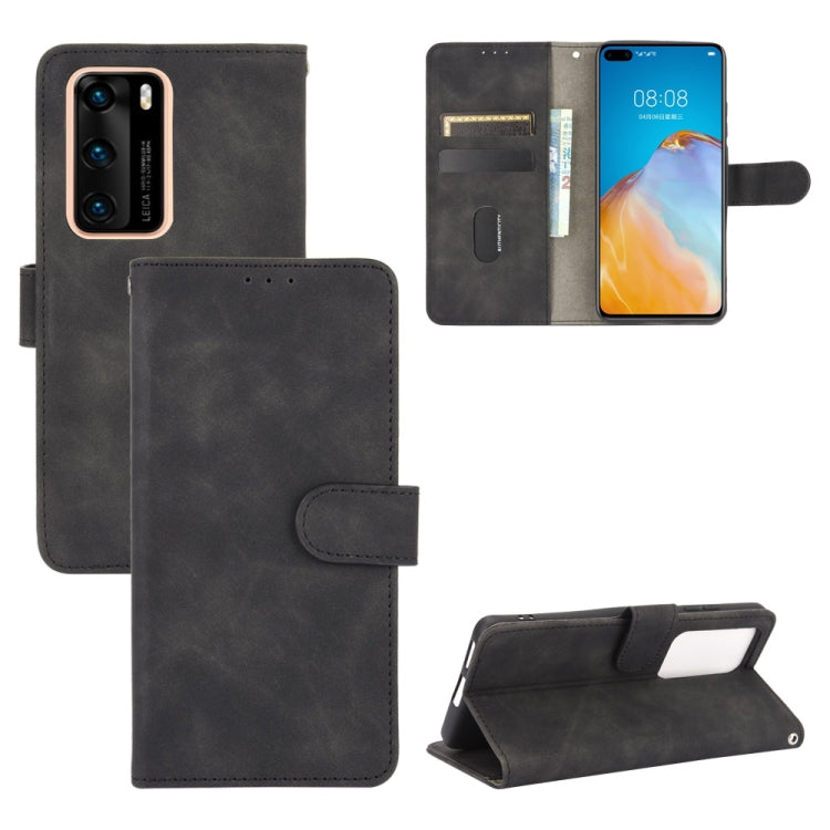 For Huawei P40 Solid Color Skin Feel Magnetic Buckle Horizontal Flip Calf Texture PU Leather Case with Holder & Card Slots & Wallet