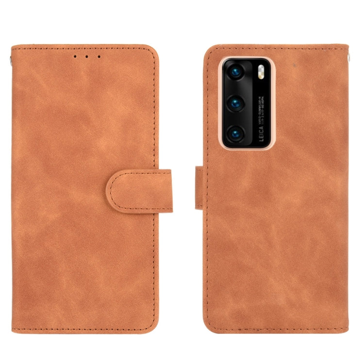 For Huawei P40 Solid Color Skin Feel Magnetic Buckle Horizontal Flip Calf Texture PU Leather Case with Holder & Card Slots & Wallet