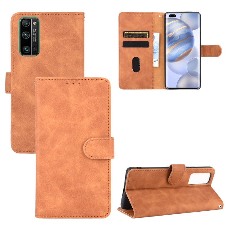 For Huawei Honor 30 Pro Solid Color Skin Feel Magnetic Buckle Horizontal Flip Calf Texture PU Leather Case with Holder & Card Slots & Wallet