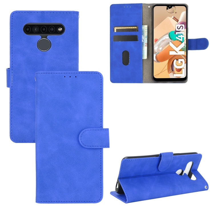 For LG K41S / K51S Solid Color Skin Feel Magnetic Buckle Horizontal Flip Calf Texture PU Leather Case with Holder & Card Slots & Wallet