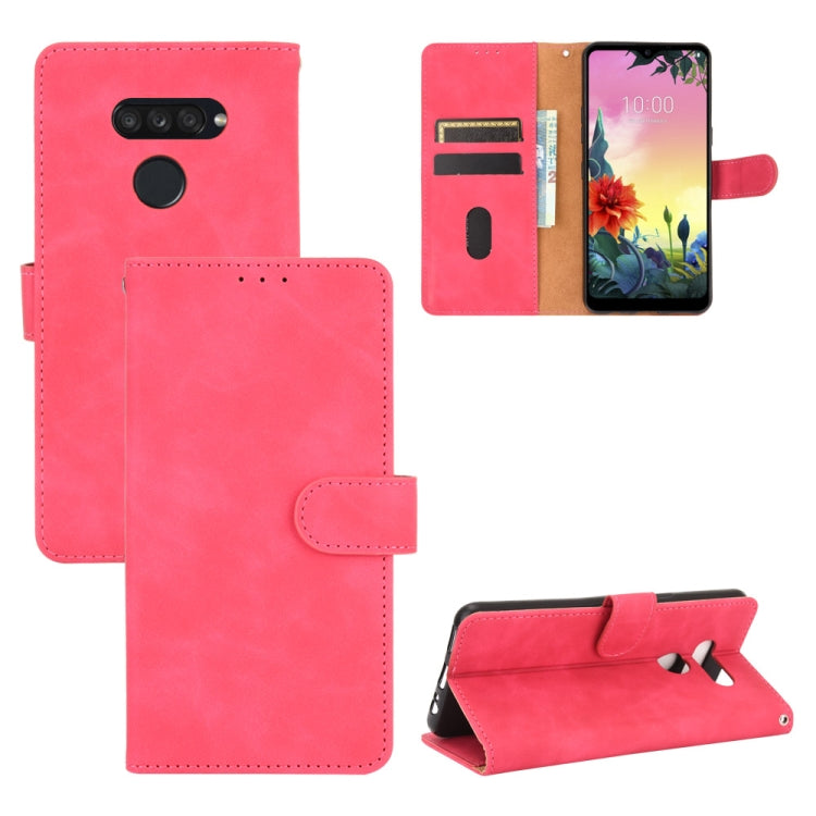 For LG K50S Solid Color Skin Feel Magnetic Buckle Horizontal Flip Calf Texture PU Leather Case with Holder & Card Slots & Wallet