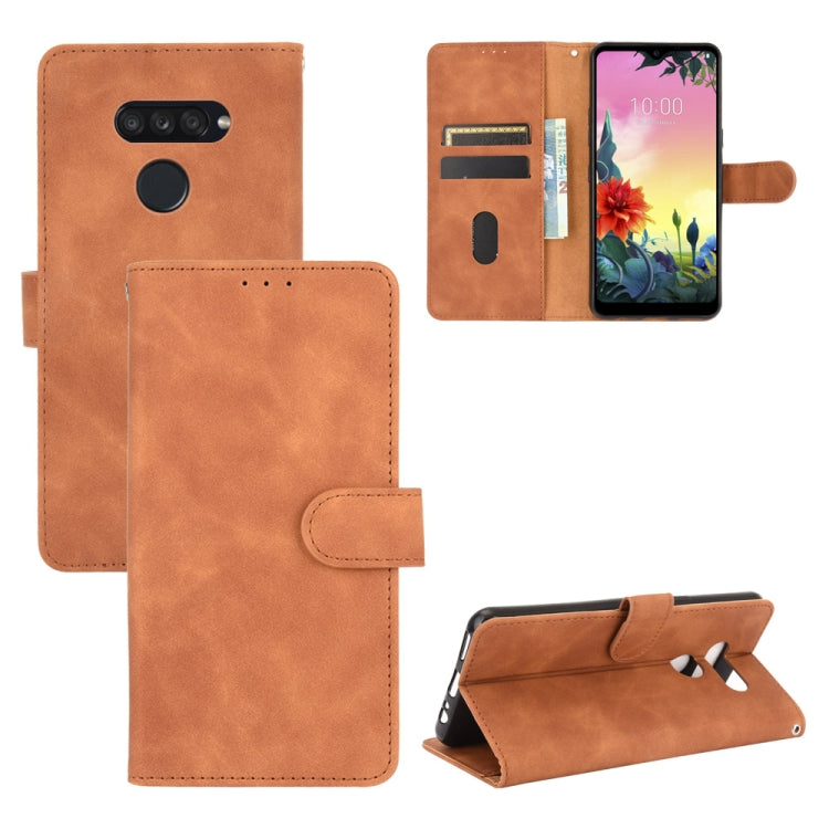 For LG K50S Solid Color Skin Feel Magnetic Buckle Horizontal Flip Calf Texture PU Leather Case with Holder & Card Slots & Wallet