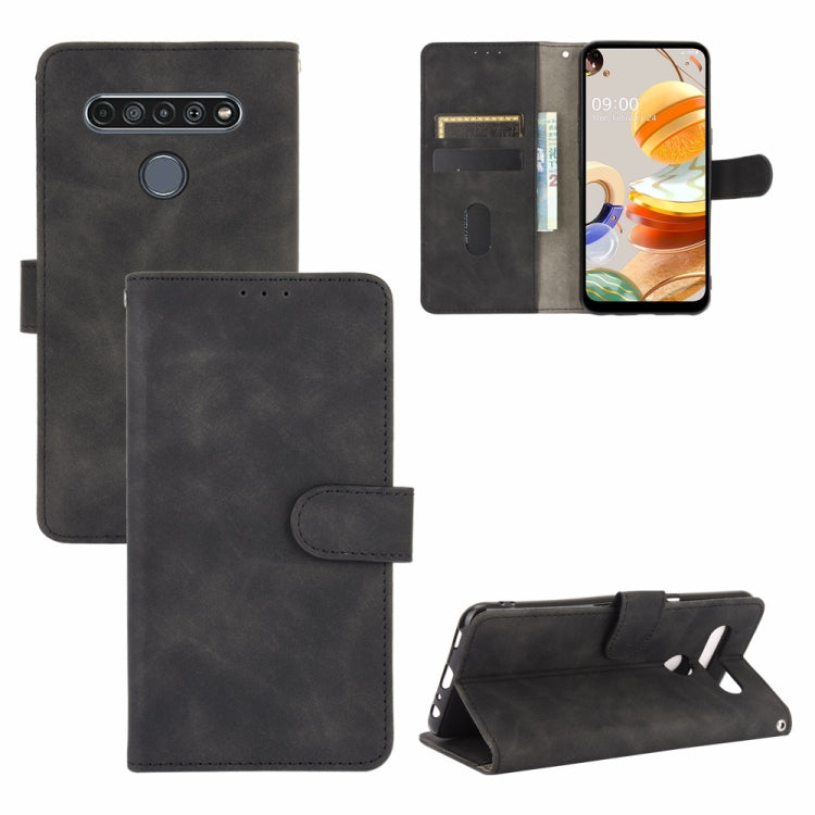 For LG K61 / Q61 Solid Color Skin Feel Magnetic Buckle Horizontal Flip Calf Texture PU Leather Case with Holder & Card Slots & Wallet