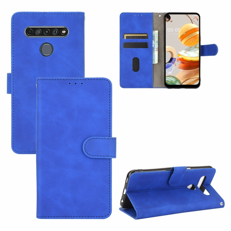 For LG K61 / Q61 Solid Color Skin Feel Magnetic Buckle Horizontal Flip Calf Texture PU Leather Case with Holder & Card Slots & Wallet