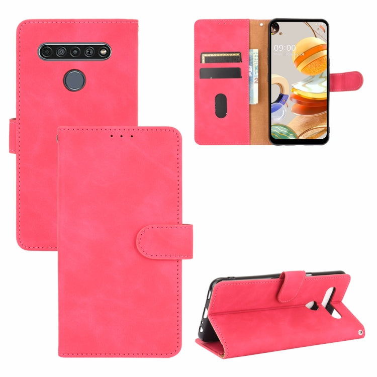 For LG K61 / Q61 Solid Color Skin Feel Magnetic Buckle Horizontal Flip Calf Texture PU Leather Case with Holder & Card Slots & Wallet