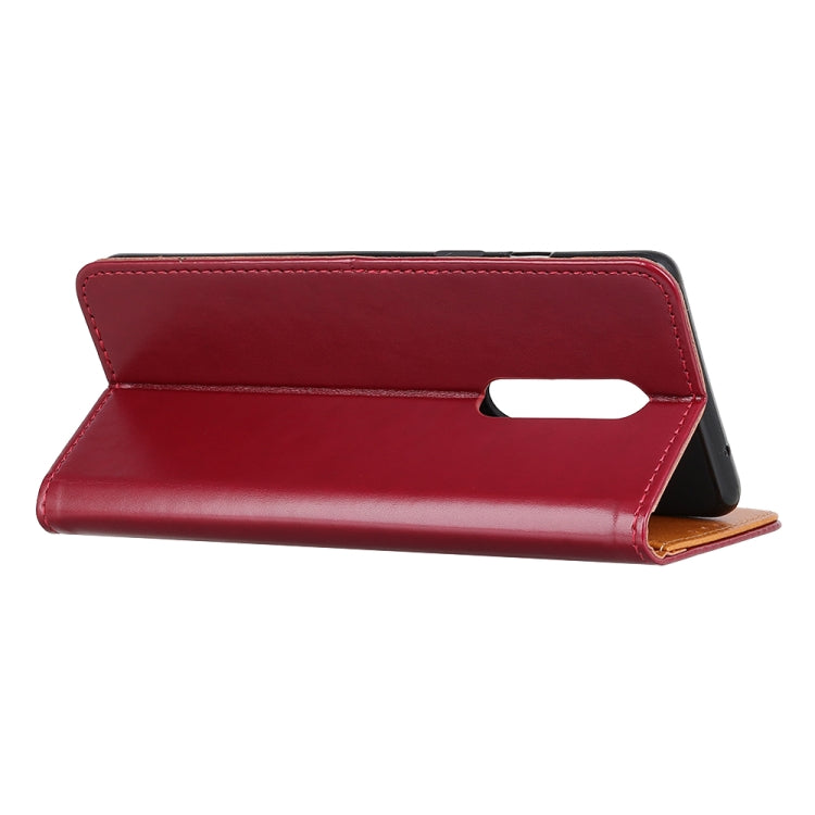 For OnePlus 8 3-Color Pearl Texture Magnetic Buckle Horizontal Flip PU Leather Case with Card Slots & Wallet & Holder