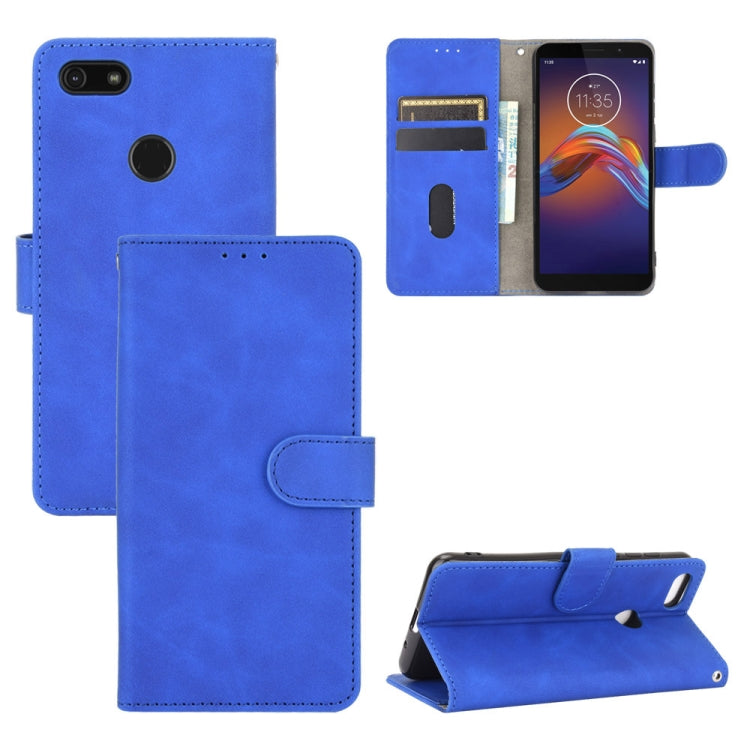 For Motorola Moto E6 Play Solid Color Skin Feel Magnetic Buckle Horizontal Flip Calf Texture PU Leather Case with Holder & Card Slots & Wallet