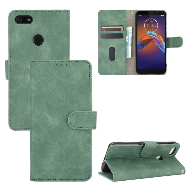 For Motorola Moto E6 Play Solid Color Skin Feel Magnetic Buckle Horizontal Flip Calf Texture PU Leather Case with Holder & Card Slots & Wallet