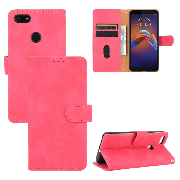 For Motorola Moto E6 Play Solid Color Skin Feel Magnetic Buckle Horizontal Flip Calf Texture PU Leather Case with Holder & Card Slots & Wallet