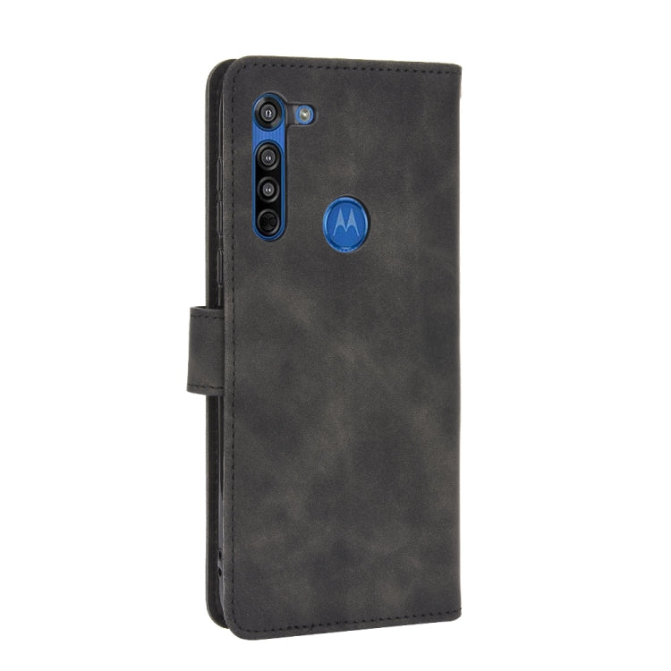 For Motorola Moto G8 Solid Color Skin Feel Magnetic Buckle Horizontal Flip Calf Texture PU Leather Case with Holder & Card Slots & Wallet
