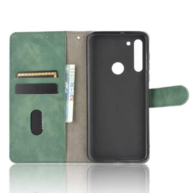 For Motorola Moto G8 Solid Color Skin Feel Magnetic Buckle Horizontal Flip Calf Texture PU Leather Case with Holder & Card Slots & Wallet