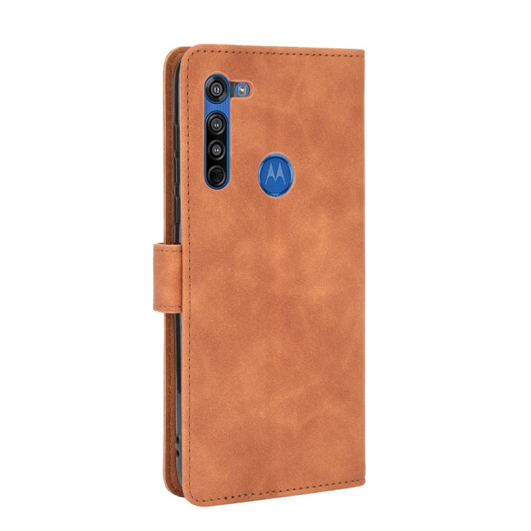 For Motorola Moto G8 Solid Color Skin Feel Magnetic Buckle Horizontal Flip Calf Texture PU Leather Case with Holder & Card Slots & Wallet