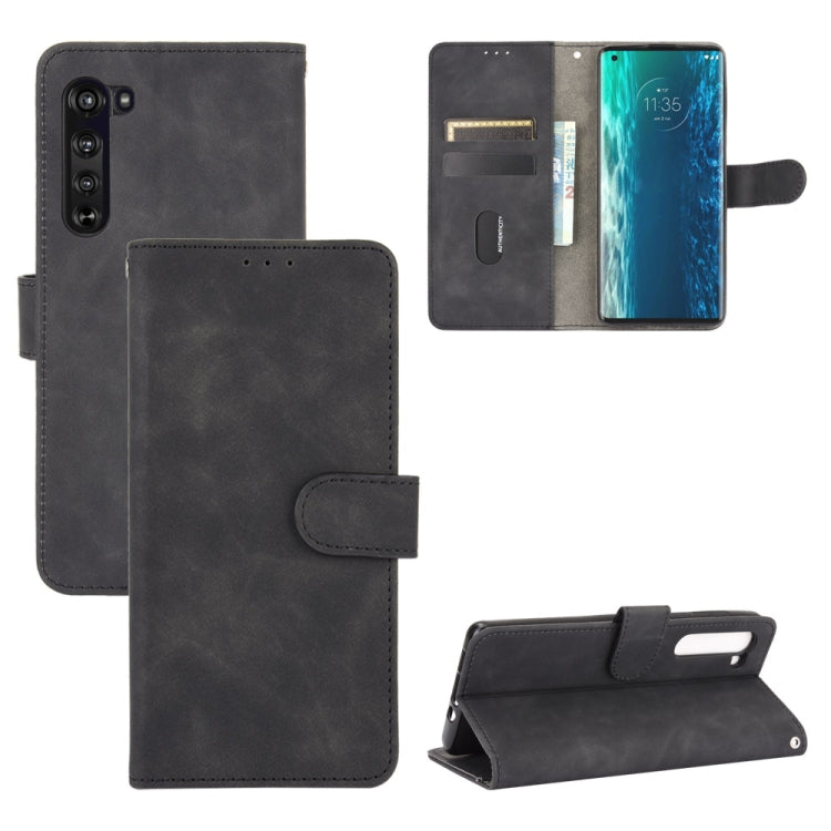 For Motorola Moto Edge Solid Color Skin Feel Magnetic Buckle Horizontal Flip Calf Texture PU Leather Case with Holder & Card Slots & Wallet