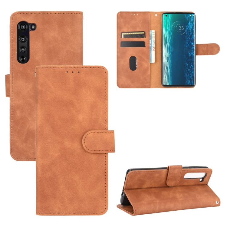 For Motorola Moto Edge Solid Color Skin Feel Magnetic Buckle Horizontal Flip Calf Texture PU Leather Case with Holder & Card Slots & Wallet