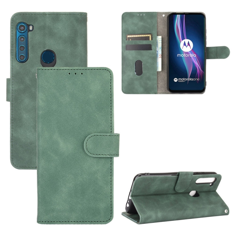 For Motorola Moto One Fusion Plus Solid Color Skin Feel Magnetic Buckle Horizontal Flip Calf Texture PU Leather Case with Holder & Card Slots & Wallet