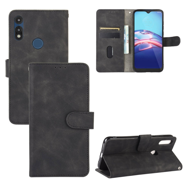 For Motorola Moto E(2020) Solid Color Skin Feel Magnetic Buckle Horizontal Flip Calf Texture PU Leather Case with Holder & Card Slots & Wallet