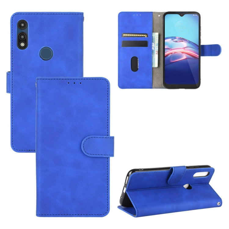 For Motorola Moto E(2020) Solid Color Skin Feel Magnetic Buckle Horizontal Flip Calf Texture PU Leather Case with Holder & Card Slots & Wallet
