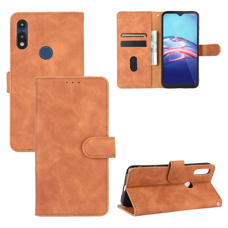 For Motorola Moto E(2020) Solid Color Skin Feel Magnetic Buckle Horizontal Flip Calf Texture PU Leather Case with Holder & Card Slots & Wallet