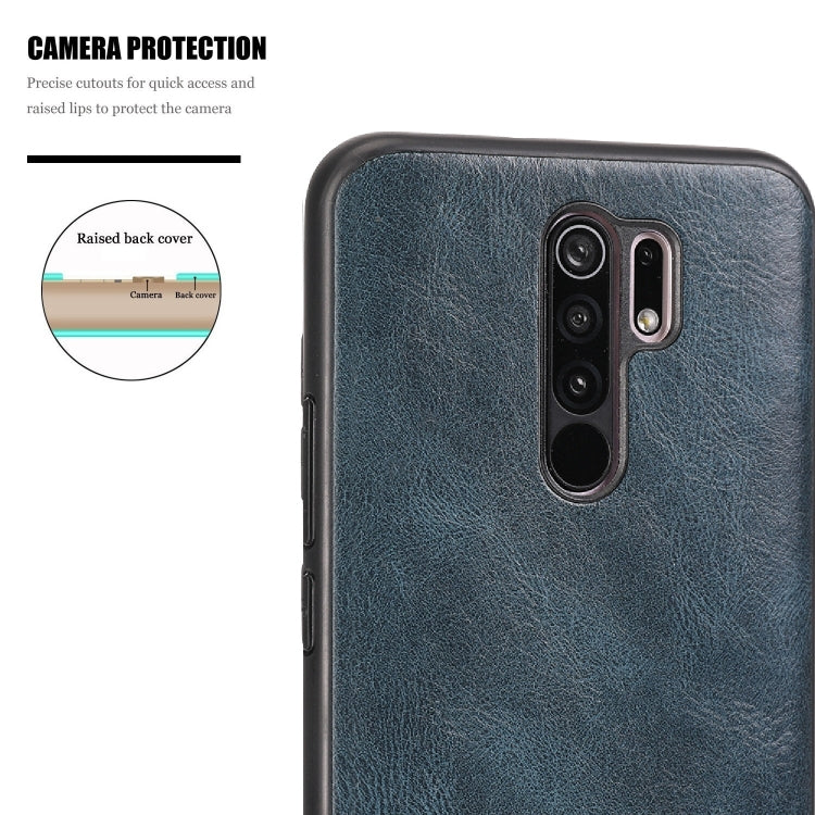 For Xiaomi Redmi 9 Crazy Horse Textured Calfskin PU+PC+TPU Case