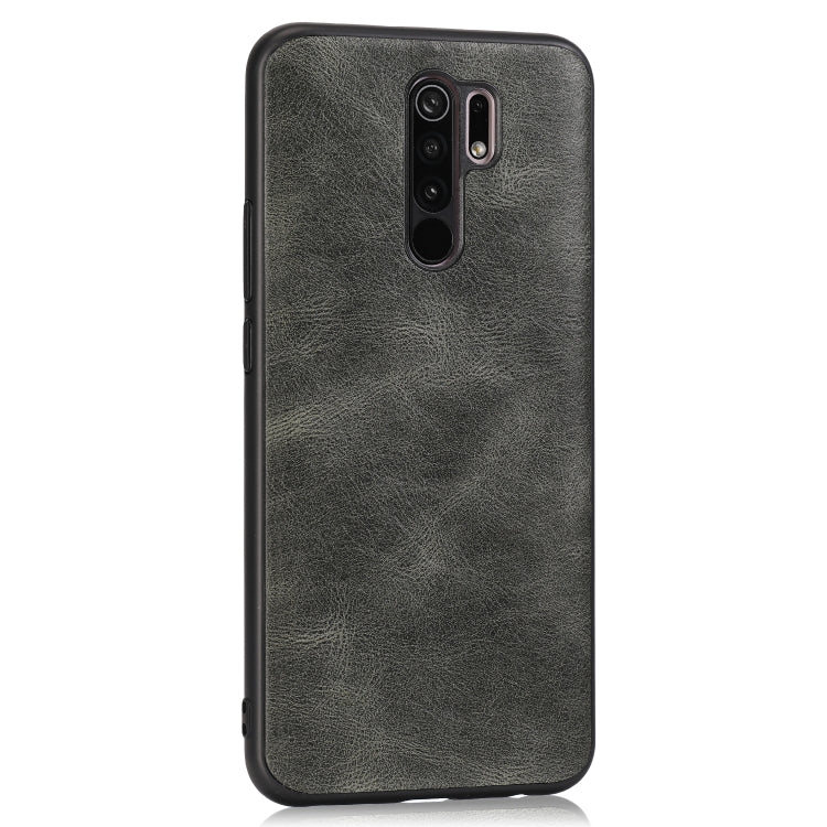 For Xiaomi Redmi 9 Crazy Horse Textured Calfskin PU+PC+TPU Case