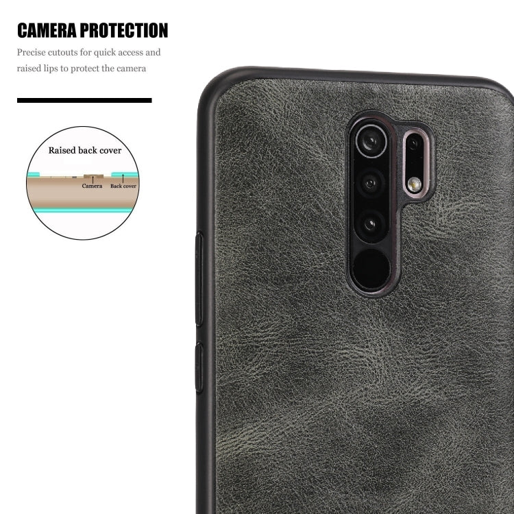 For Xiaomi Redmi 9 Crazy Horse Textured Calfskin PU+PC+TPU Case