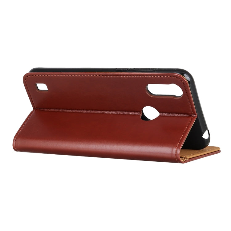 For Motorola Moto E6s (2020) 3-Color Pearl Texture Magnetic Buckle Horizontal Flip PU Leather Case with Card Slots & Wallet & Holder