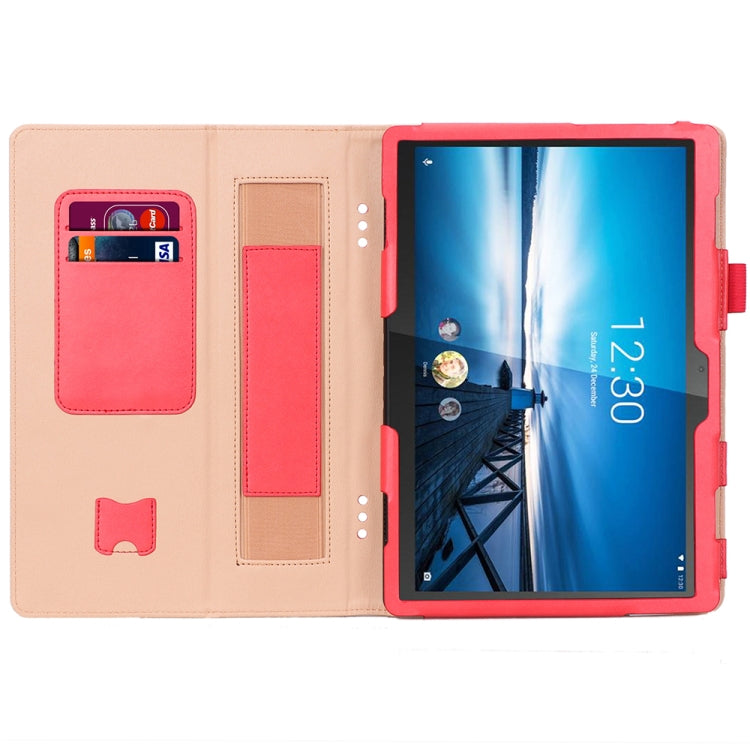 For Lenovo Tab P10 TB-X705F & Tab M10 FHD REL TB-X605FC/LC & Tab M10 TB-X605F / TB-X505F Retro Texture PU Leather Horizontal Flip Leather Case with Holder & 2 Card Slots & Hand Strap