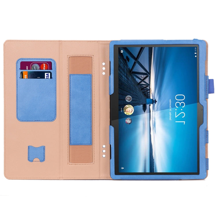For Lenovo Tab P10 TB-X705F & Tab M10 FHD REL TB-X605FC/LC & Tab M10 TB-X605F / TB-X505F Retro Texture PU Leather Horizontal Flip Leather Case with Holder & 2 Card Slots & Hand Strap
