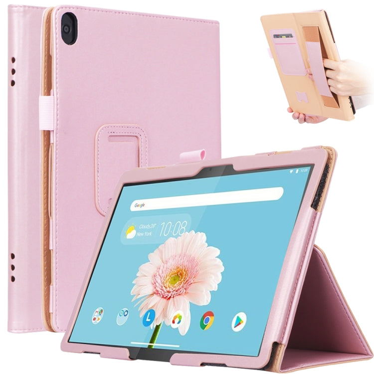 For Lenovo Tab P10 TB-X705F & Tab M10 FHD REL TB-X605FC/LC & Tab M10 TB-X605F / TB-X505F Retro Texture PU Leather Horizontal Flip Leather Case with Holder & 2 Card Slots & Hand Strap