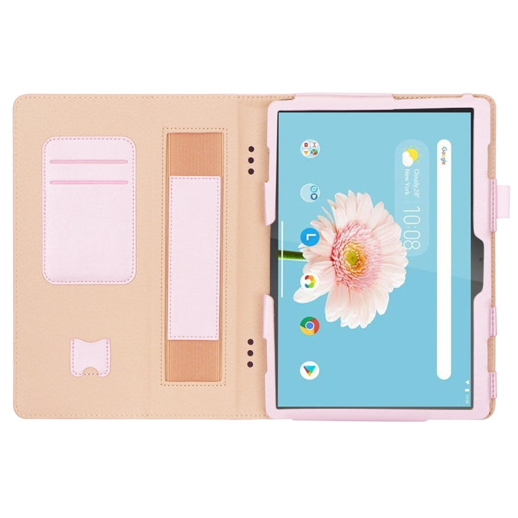 For Lenovo Tab P10 TB-X705F & Tab M10 FHD REL TB-X605FC/LC & Tab M10 TB-X605F / TB-X505F Retro Texture PU Leather Horizontal Flip Leather Case with Holder & 2 Card Slots & Hand Strap