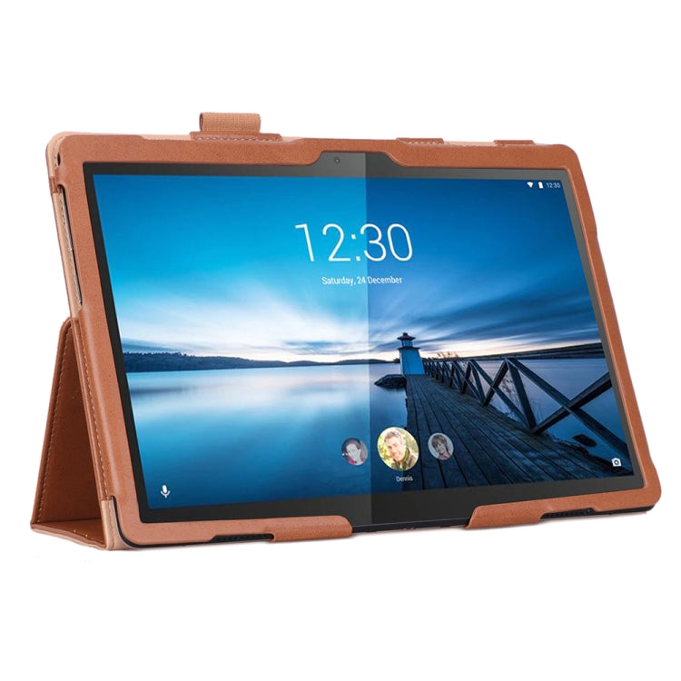 For Lenovo Tab P10 TB-X705F & Tab M10 FHD REL TB-X605FC/LC & Tab M10 TB-X605F / TB-X505F Retro Texture PU Leather Horizontal Flip Leather Case with Holder & 2 Card Slots & Hand Strap