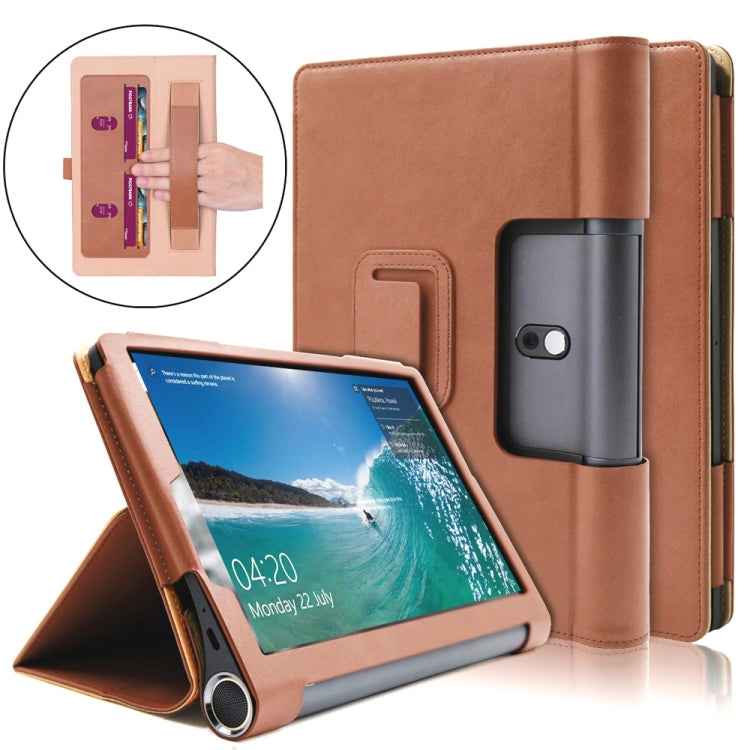 For Lenovo Yoga Tab5 YT-X705F / Yoga Smart Tab 10.1 inch 2019 (withput Sleeping) Retro Texture PU Leather Horizontal Flip Leather Case with Holder & 4 Card Slots & Hand Strap