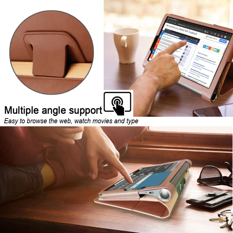 For Lenovo Yoga Tab5 YT-X705F / Yoga Smart Tab 10.1 inch 2019 (withput Sleeping) Retro Texture PU Leather Horizontal Flip Leather Case with Holder & 4 Card Slots & Hand Strap